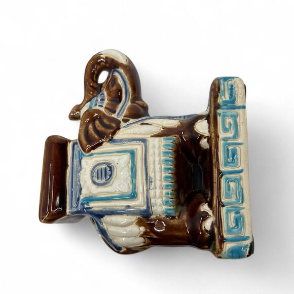 Vintage Indian Elephant Statue Decor Shelf Table Top Plant Stand Antique Ceramic - Picture 6 of 9